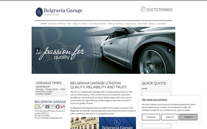 Screenshot of chelseagarage.com