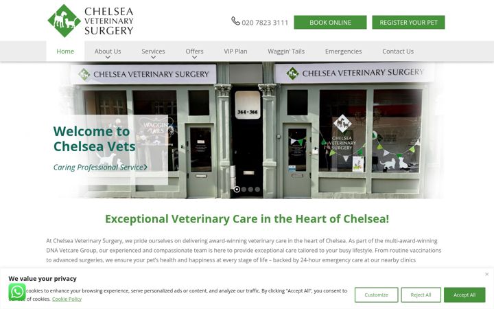 Captură de ecran a chelseaveterinarysurgery.co.uk