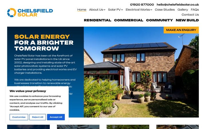 Captură de ecran a chelsfieldsolar.co.uk