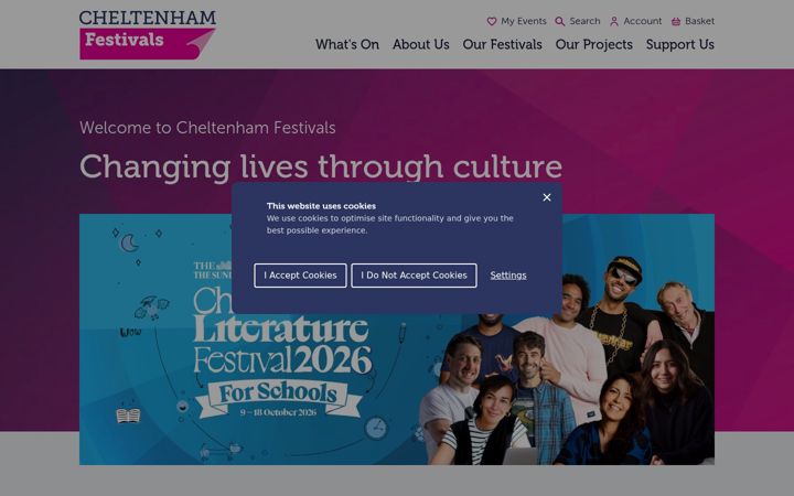 Screenshot of cheltenhamfestivals.com