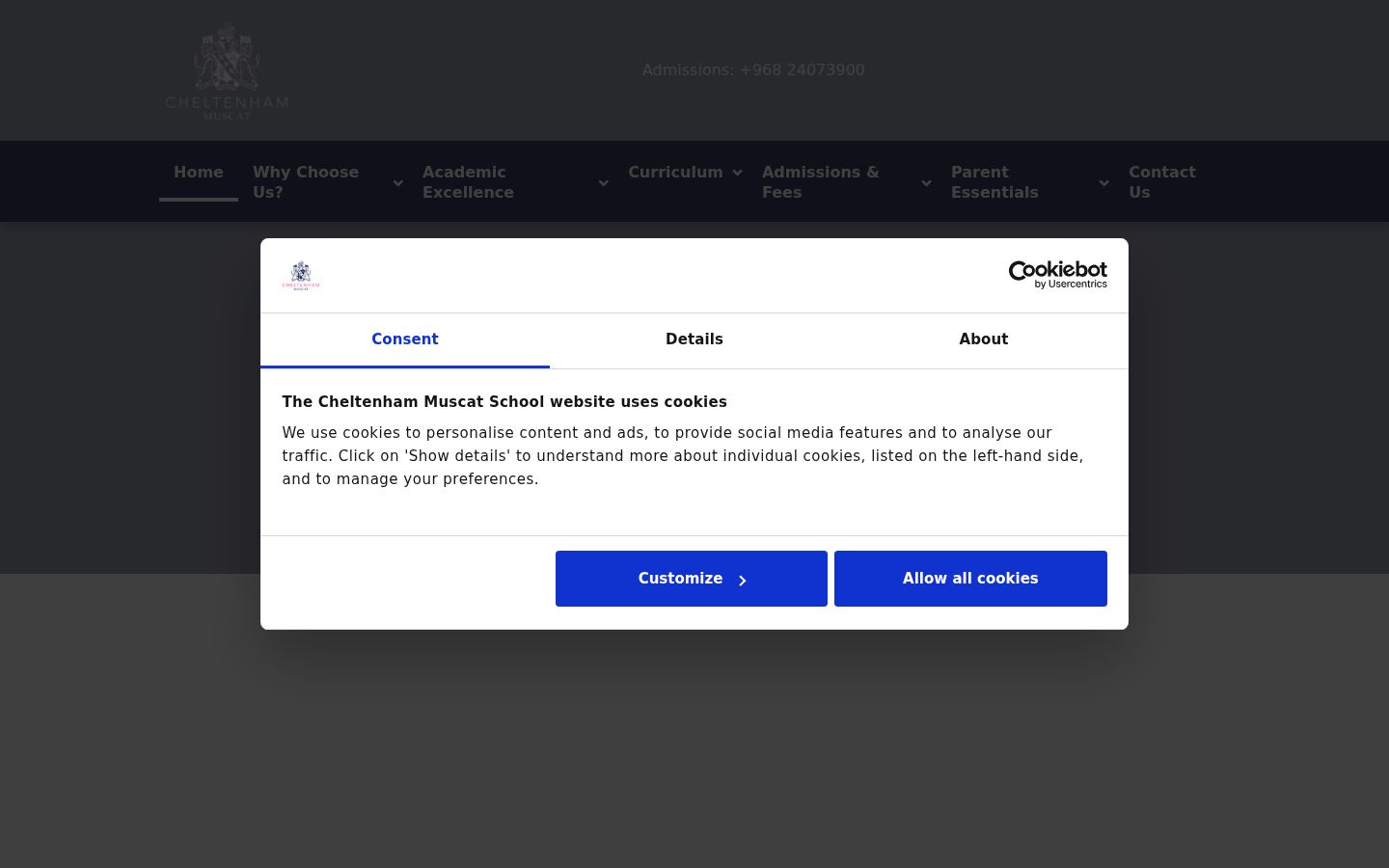 Screenshot of the consent banner shown before any interaction