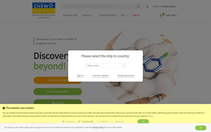 Screenshot di chem-space.com