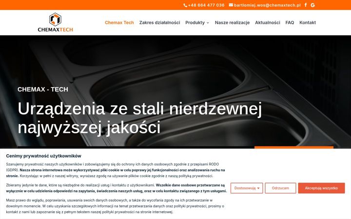 Skjámynd af chemaxtech.pl