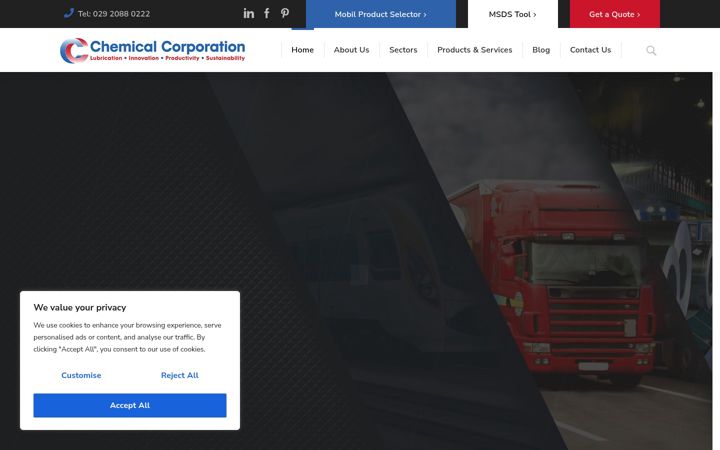 Screenshot ta' chemcorp.co.uk