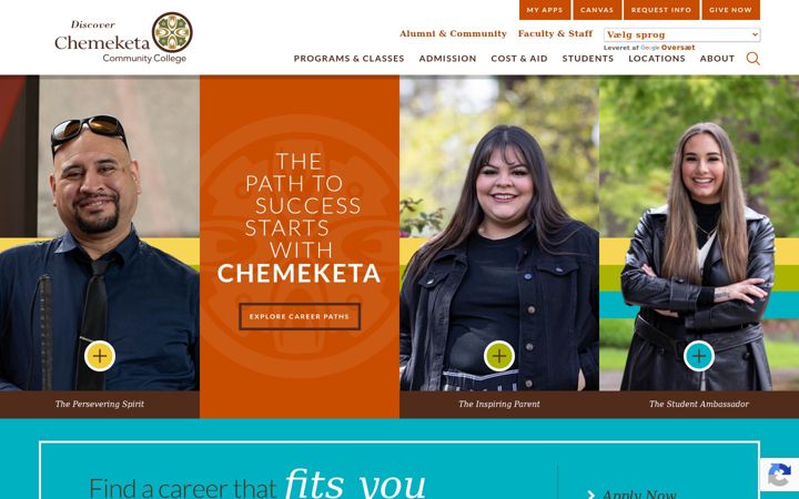 Screenshot of chemeketa.edu