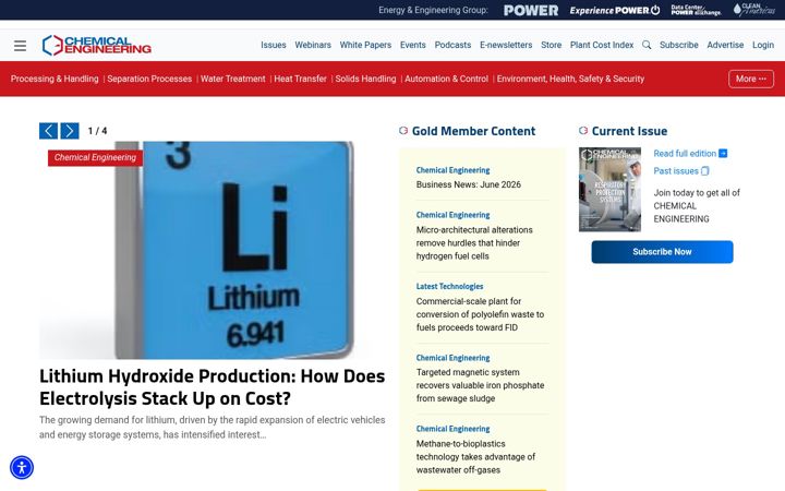 Screenshot of chemengonline.com