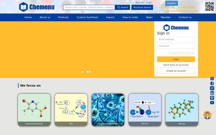 Screenshot of chemenu.com
