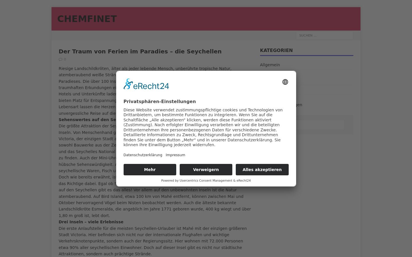 Screenshot of the consent banner shown before any interaction