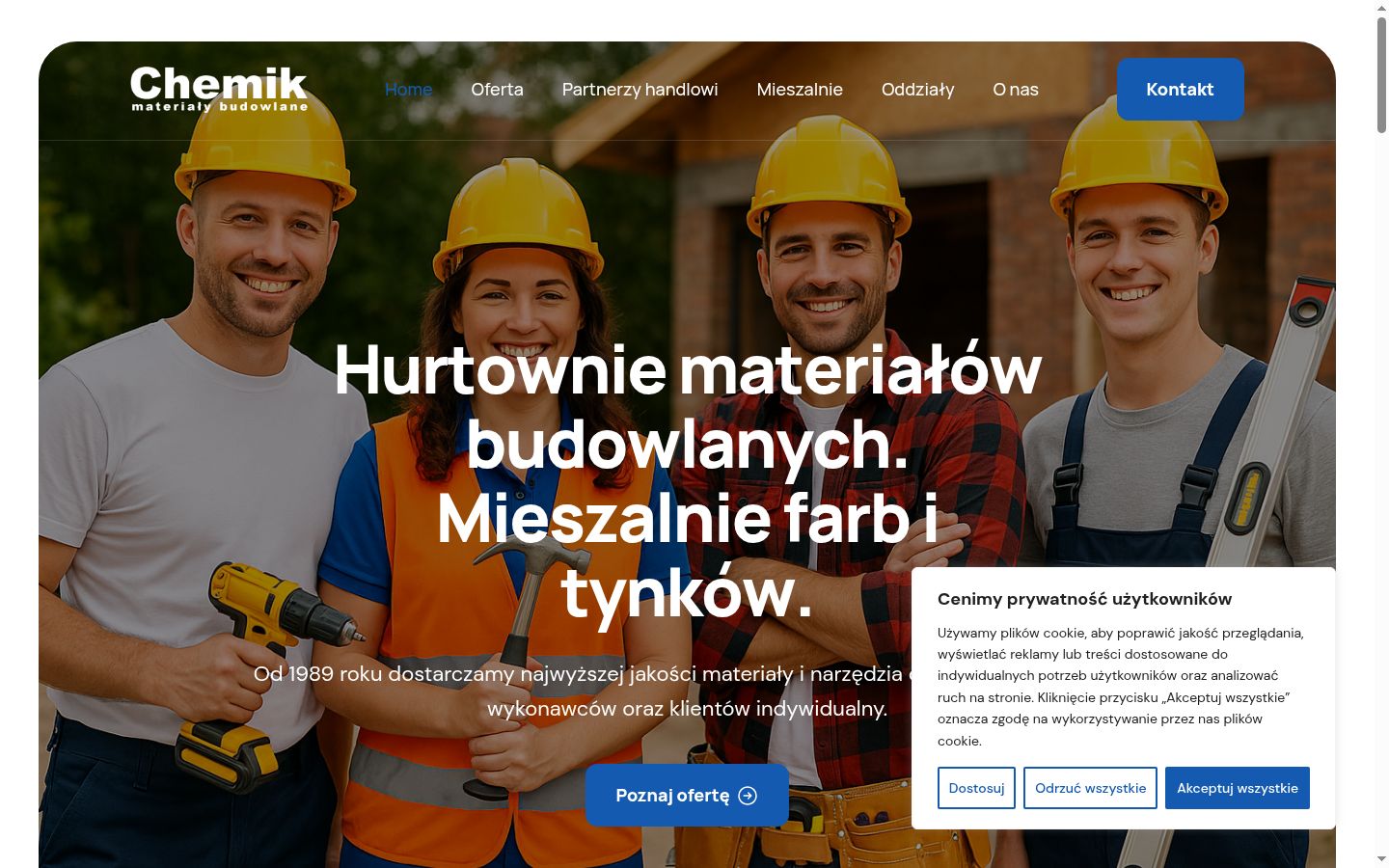 Zrzut ekranu banera zgody wyświetlanego przed jakąkolwiek interakcją