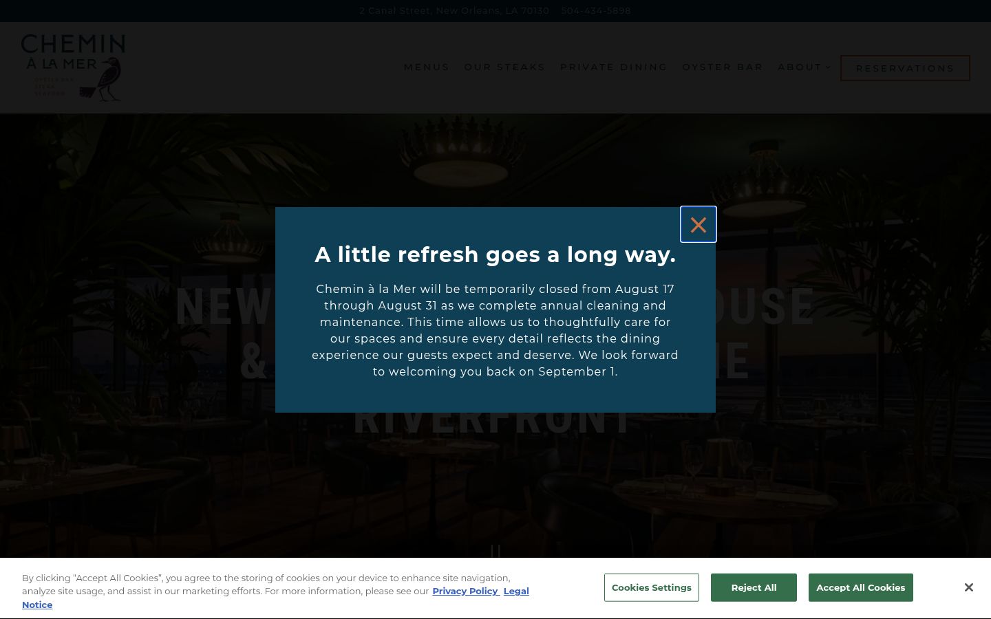 Screenshot of the consent banner shown before any interaction