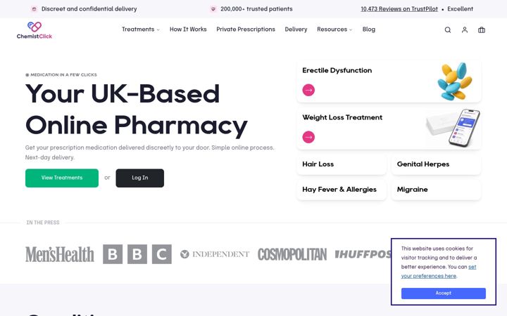 Screenshot ta' chemistclick.co.uk