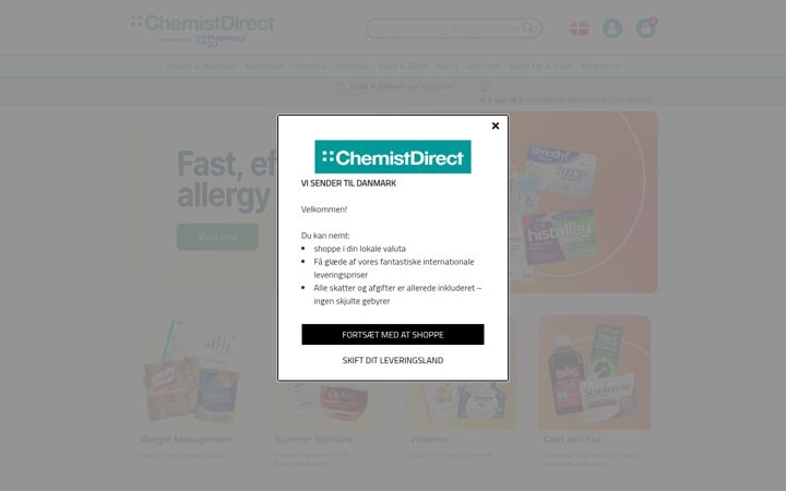 Captură de ecran a chemistdirect.co.uk
