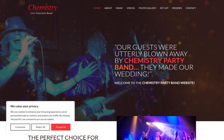 Screenshot ta' chemistrypartyband.co.uk