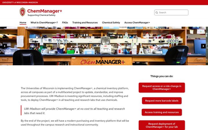 Screenshot von chemmanager.wisc.edu