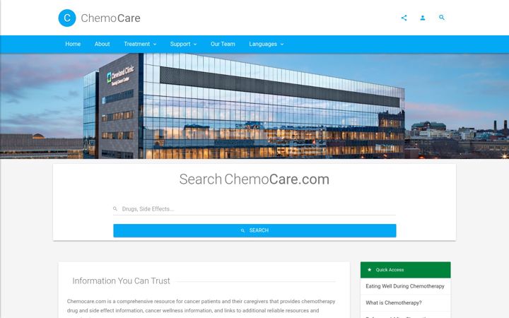 Екранна снимка на chemocare.com