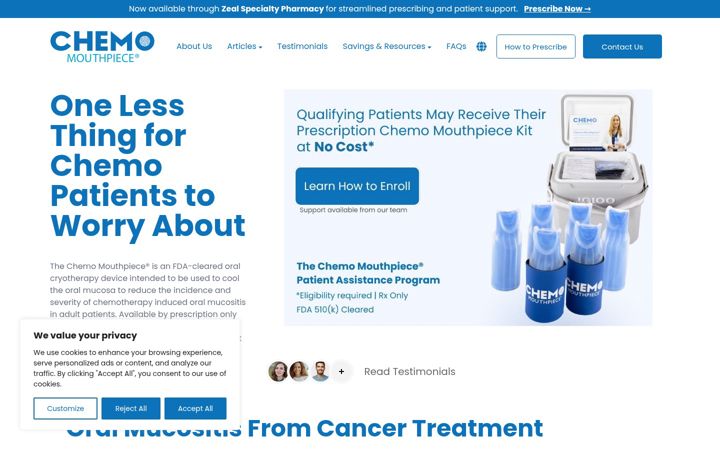 Screenshot of chemomouthpiece.com