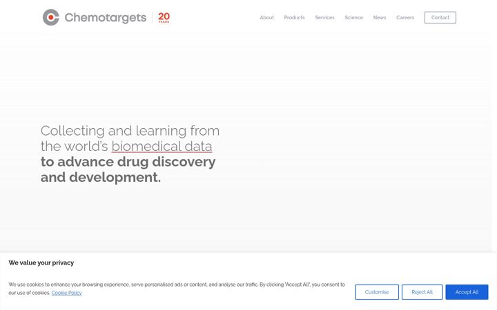 Screenshot of chemotargets.com