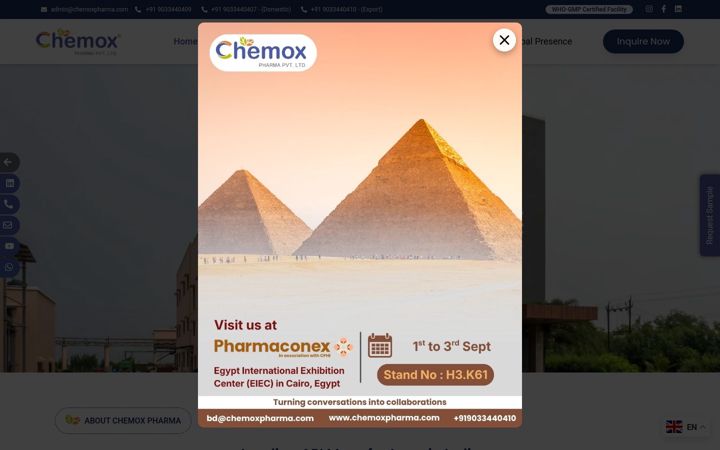 Screenshot of chemoxpharma.com