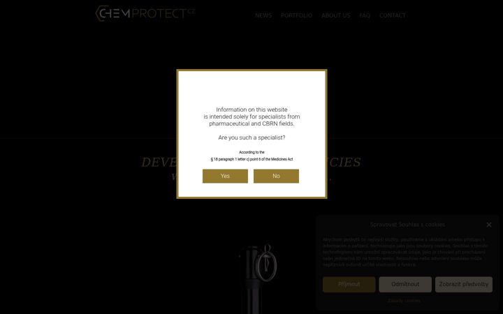 Posnetek zaslona chemprotect.cz