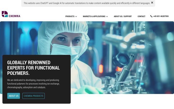 Screenshot of chemra.com