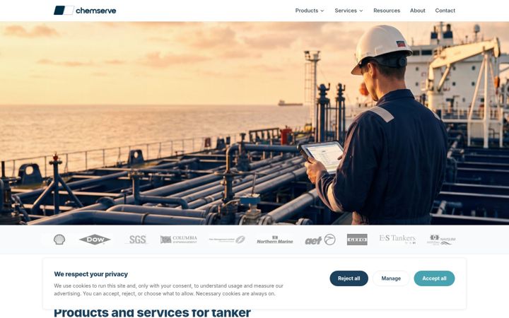 Screenshot of chemserve-marine.com