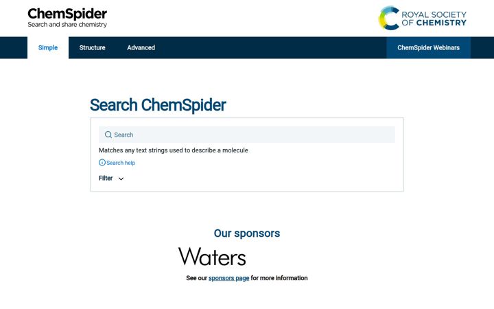 Screenshot of chemspider.com