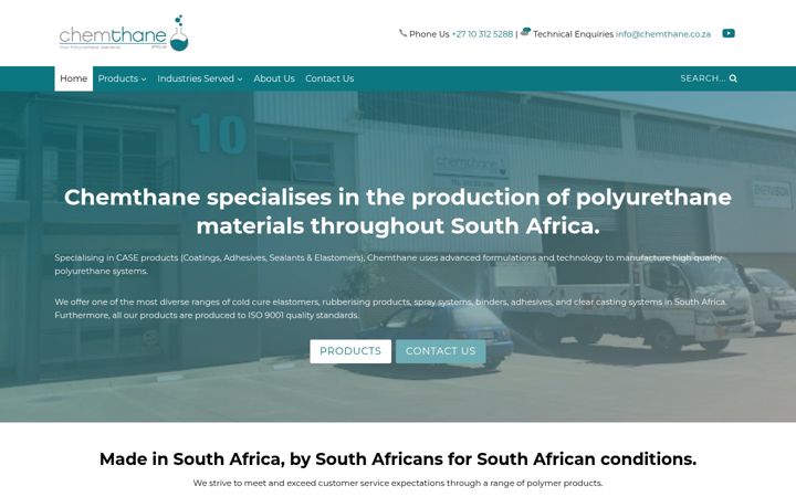 Screenshot van chemthane.co.za