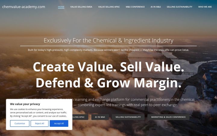 Screenshot of chemvalue-academy.com