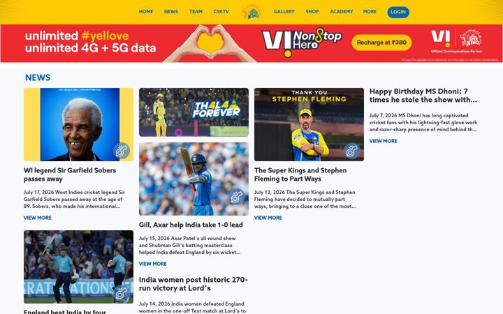 Screenshot of chennaisuperkings.com