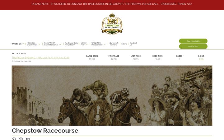 Posnetek zaslona chepstow-racecourse.co.uk