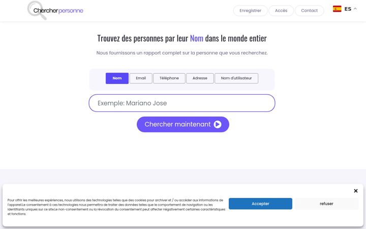 Screenshot of chercherpersonne.com