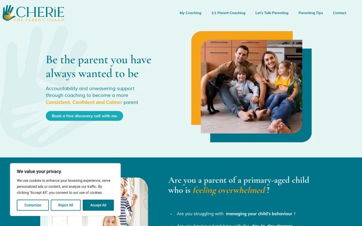 Posnetek zaslona cherietheparentcoach.co.uk