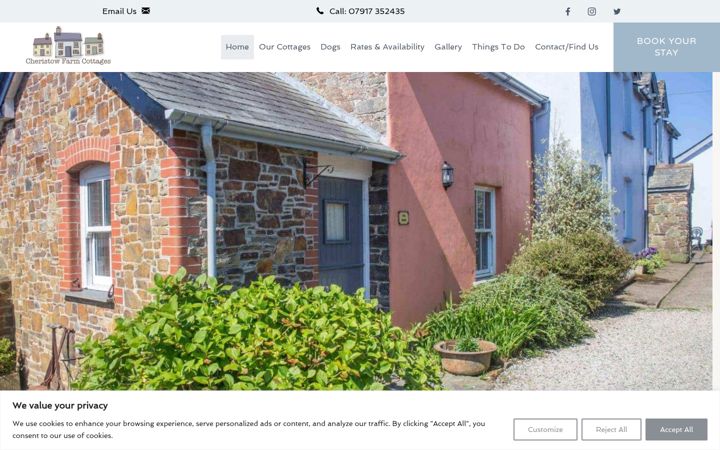 Ekrano kopija cheristow-cottages.co.uk