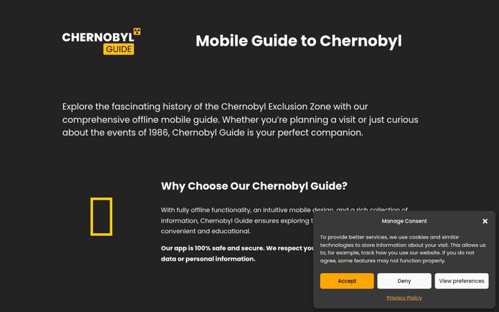 Snímek obrazovky chernobylguide.eu