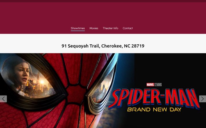 Screenshot of cherokeecinemas.com