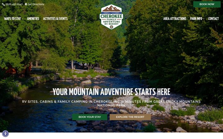 Screenshot of cherokeervresort.com