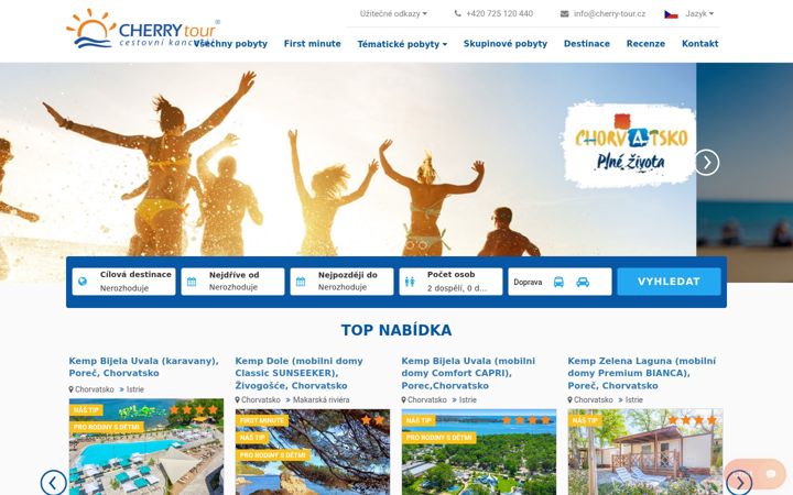 Posnetek zaslona cherry-tour.cz