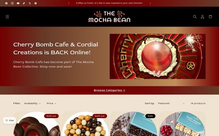 Screenshot of cherrybombcafe.com