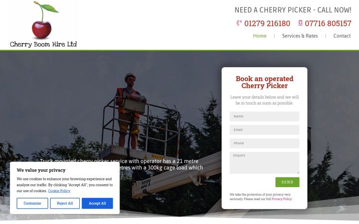 Ekrano kopija cherryboomhire.co.uk