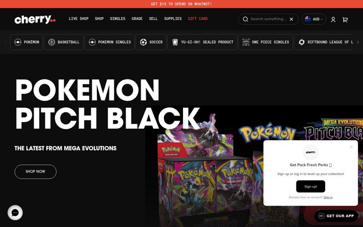 Screenshot of cherrycollectables.com.au