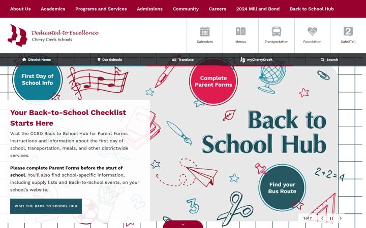 Screenshot of cherrycreekschools.org