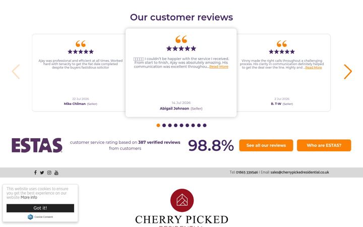 Screenshot του cherrypickedresidential.co.uk