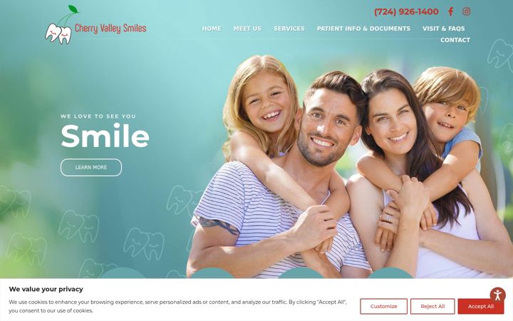 Screenshot of cherryvalleysmiles.com