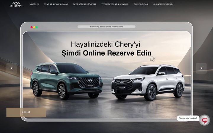 Snímek obrazovky chery.com.tr