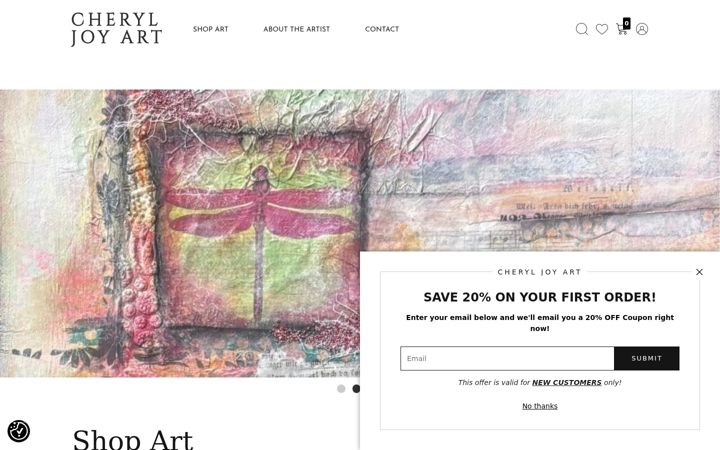 Screenshot of cheryljoyart.com