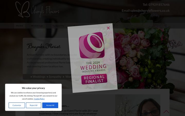 Screenshot ta' cherylsflowers.co.uk