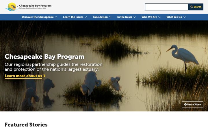 Screenshot of chesapeakebay.net