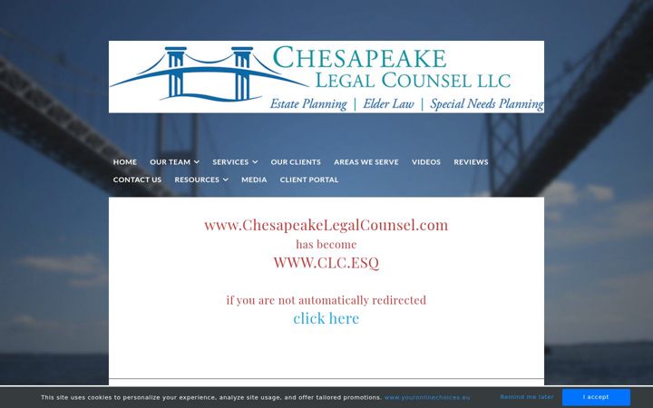 Screenshot of chesapeakelegalcounsel.com