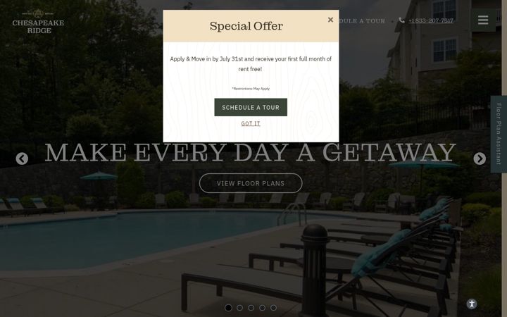 Screenshot of chesapeakeridgeapts.com