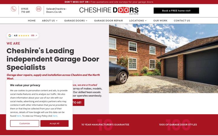 Screenshot ta' cheshire-doors.co.uk